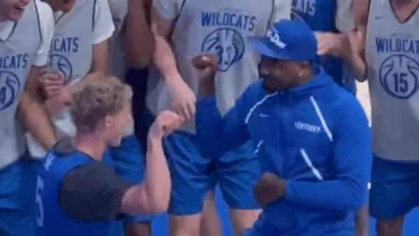 John Wall and Collin Chandler do the John Wall Dance (Photo via Jack Pilgrim, KSR)